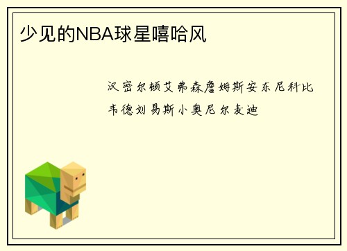 少见的NBA球星嘻哈风